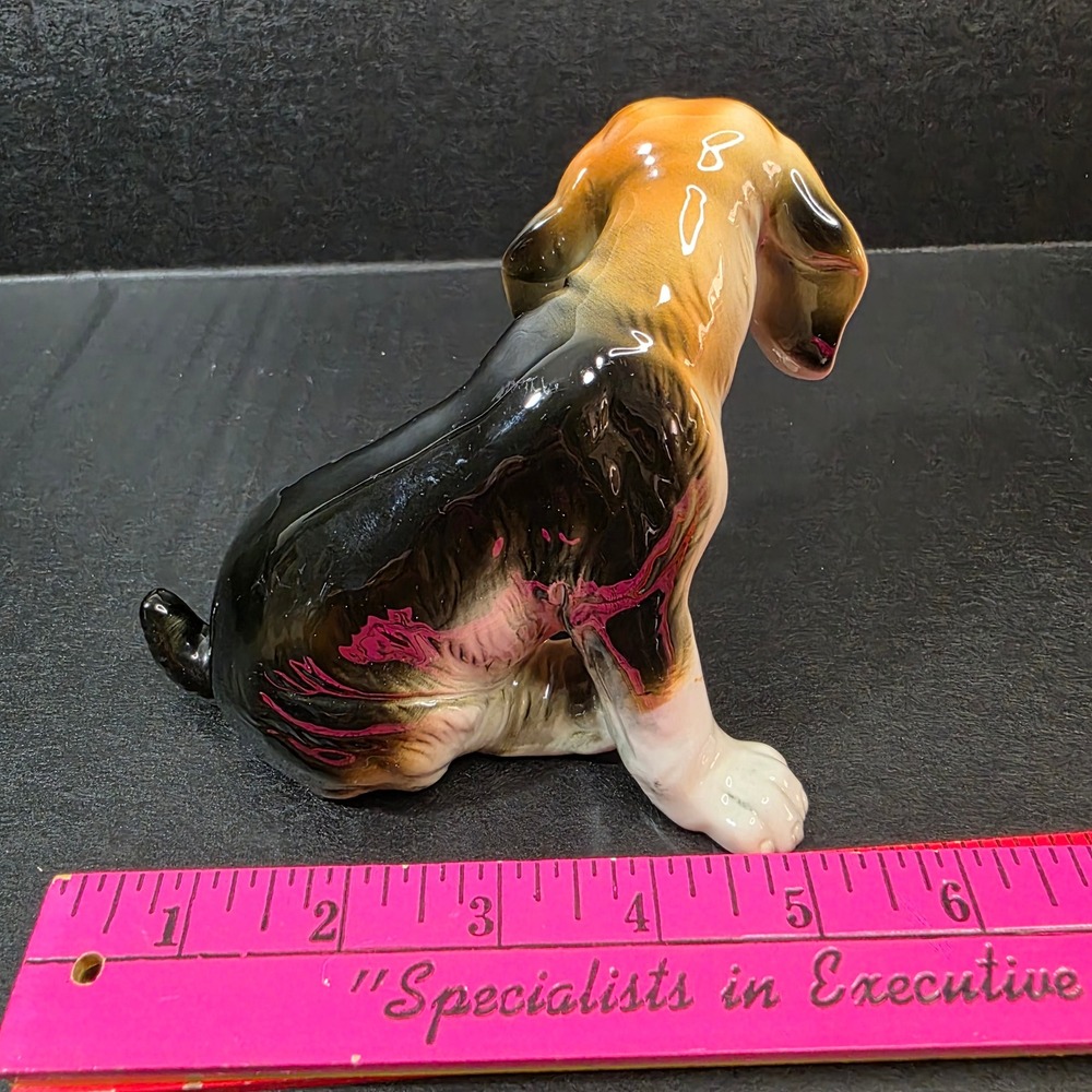Beagle Puppy Figurine Dog Statue Small Tricolor Glossy Ceramic Pet Decor - Picture 5 of 9